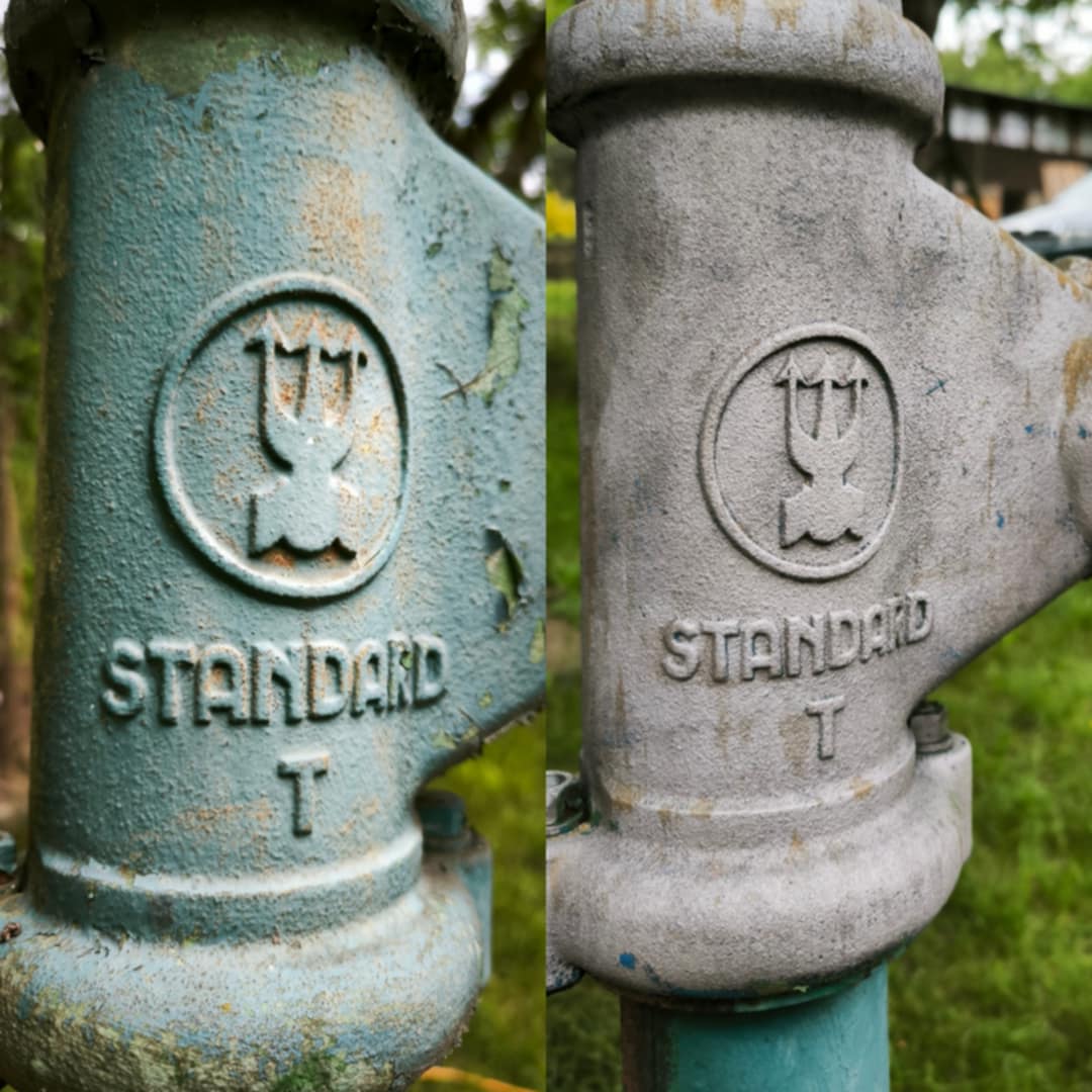 water pump, before and after