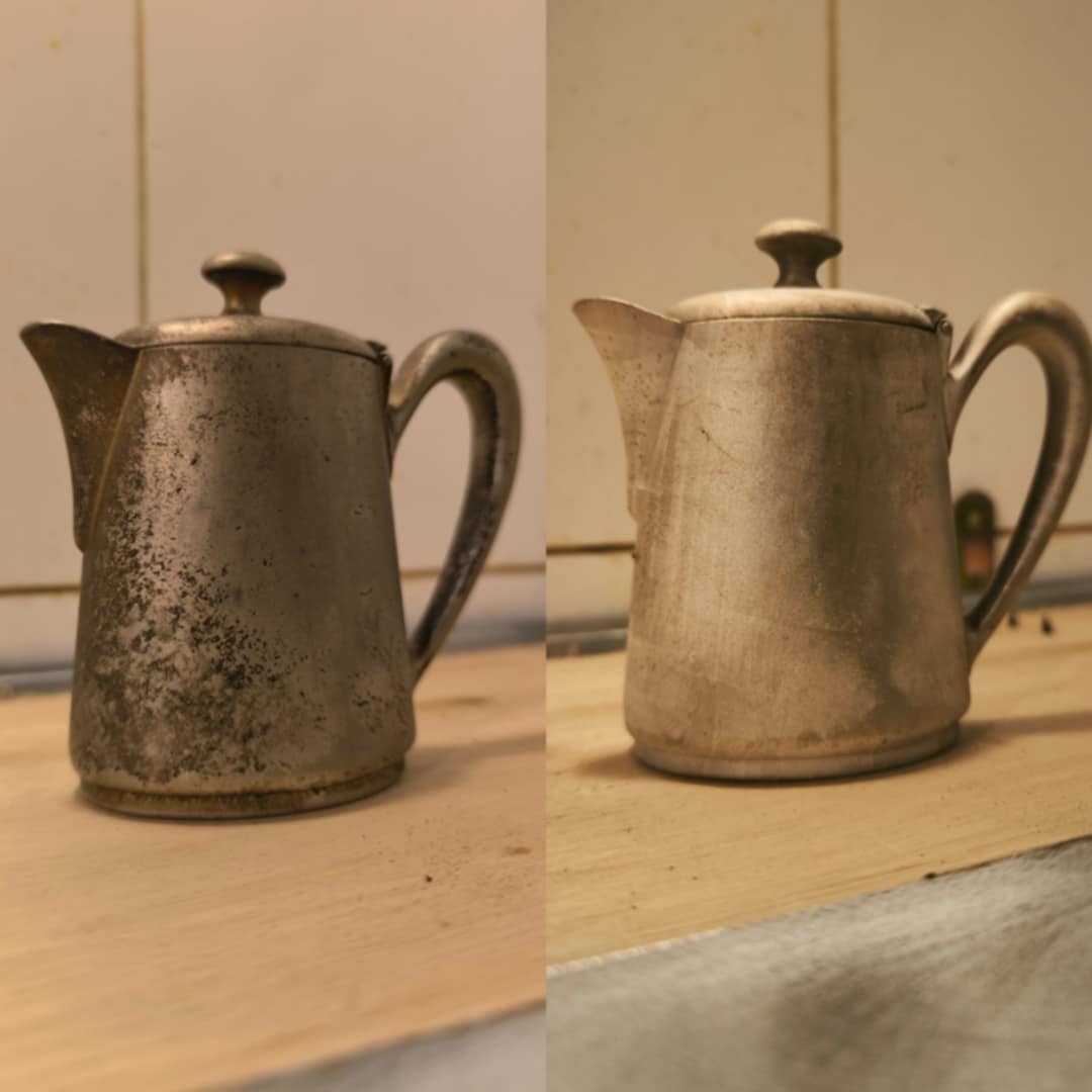 aluminium kettle, before and after
