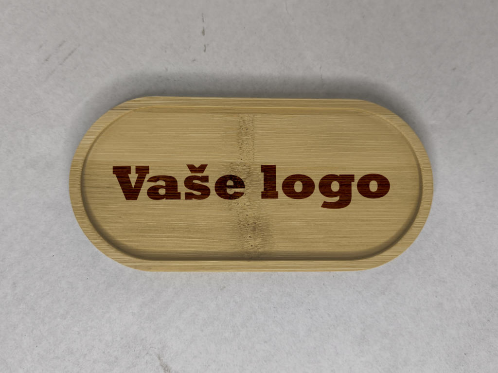 small bamboo coaster with a logo 2
